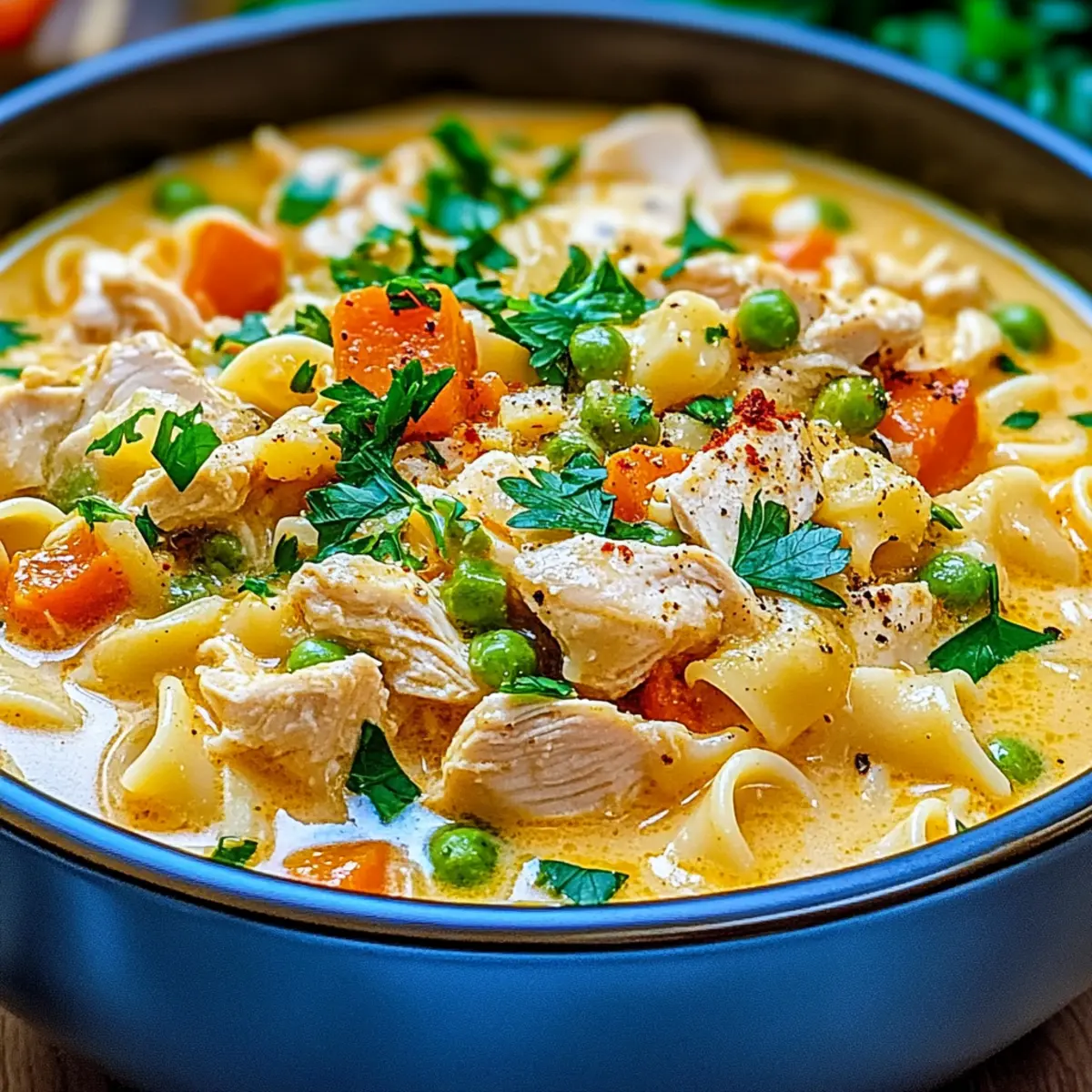 Creamy Parmesan Cajun Chicken Pasta Soup