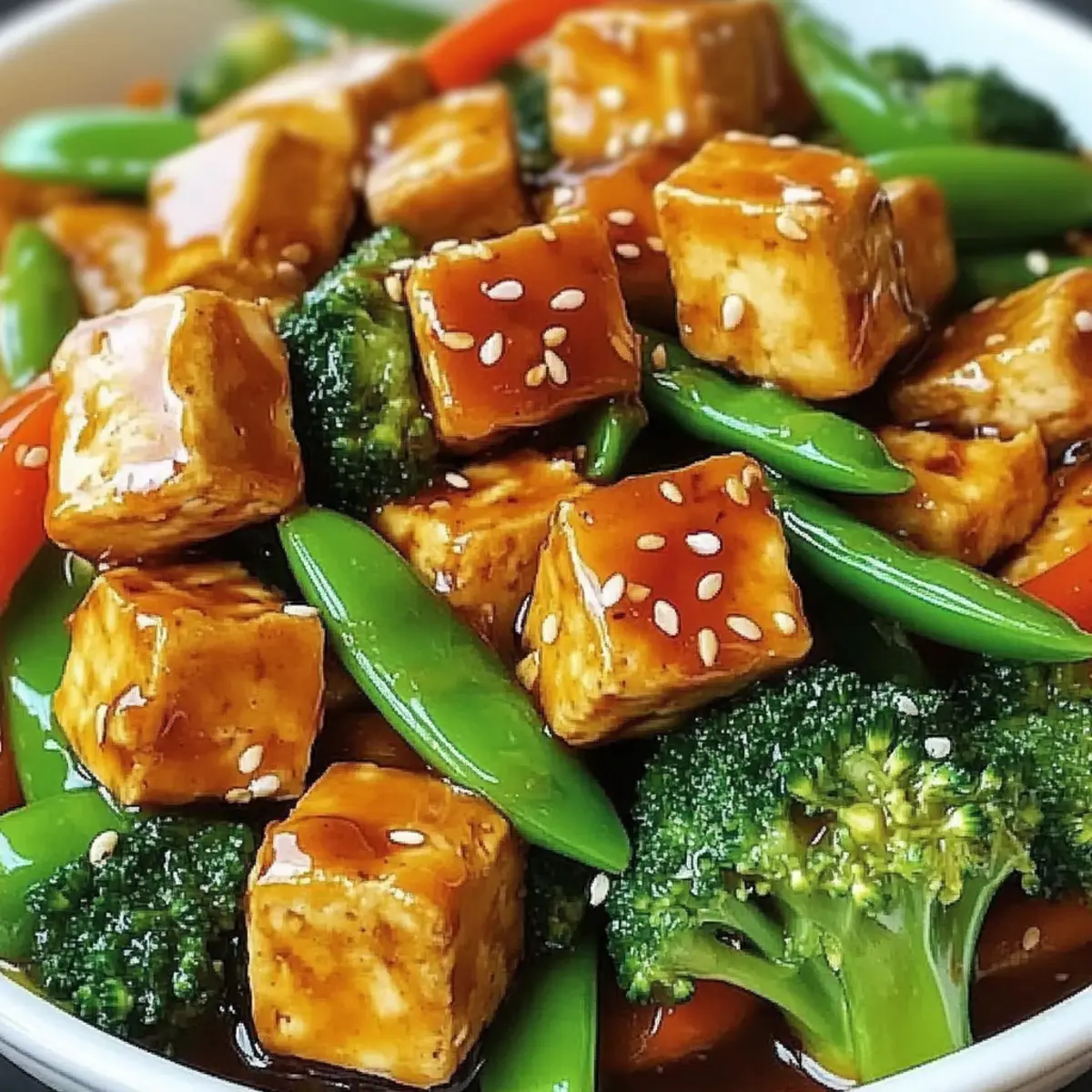 Garlic Tofu with Snap Peas