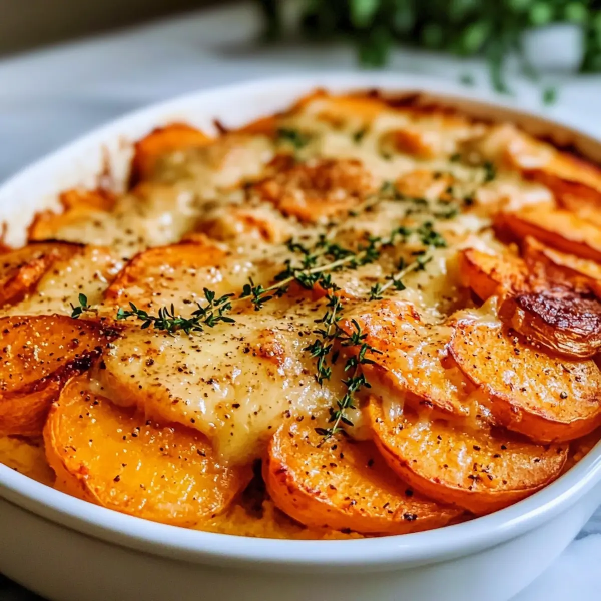 Garlic Scalloped Sweet Potatoes