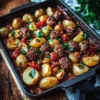 Meatballs and Patatas Bravas Traybake
