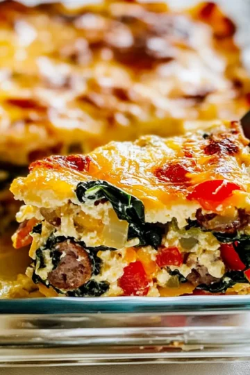 Breakfast Casserole with Sausage and Spinach
