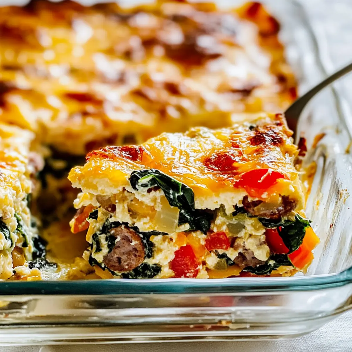 Breakfast Casserole with Sausage and Spinach