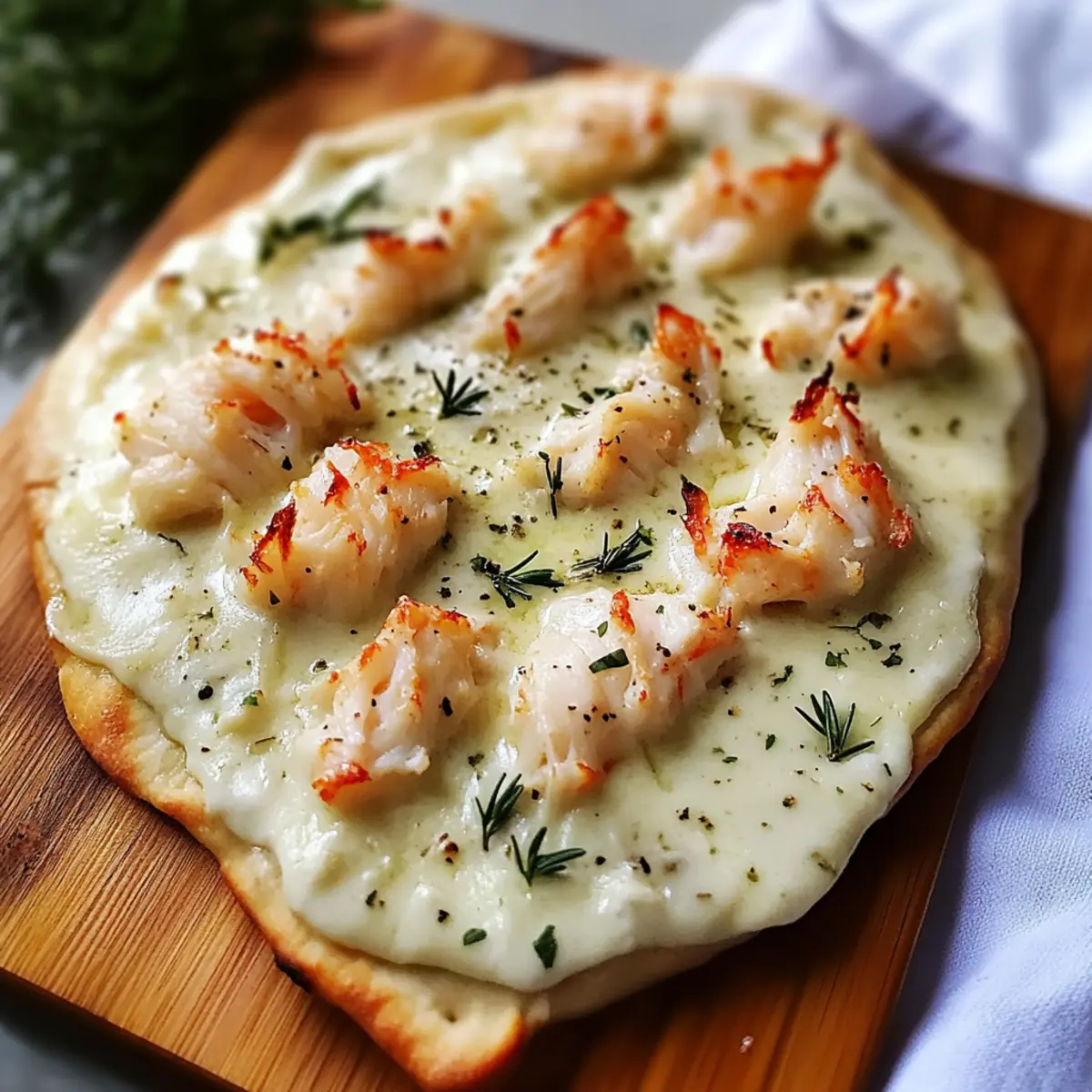 Creamy Crab Alfredo Flatbread