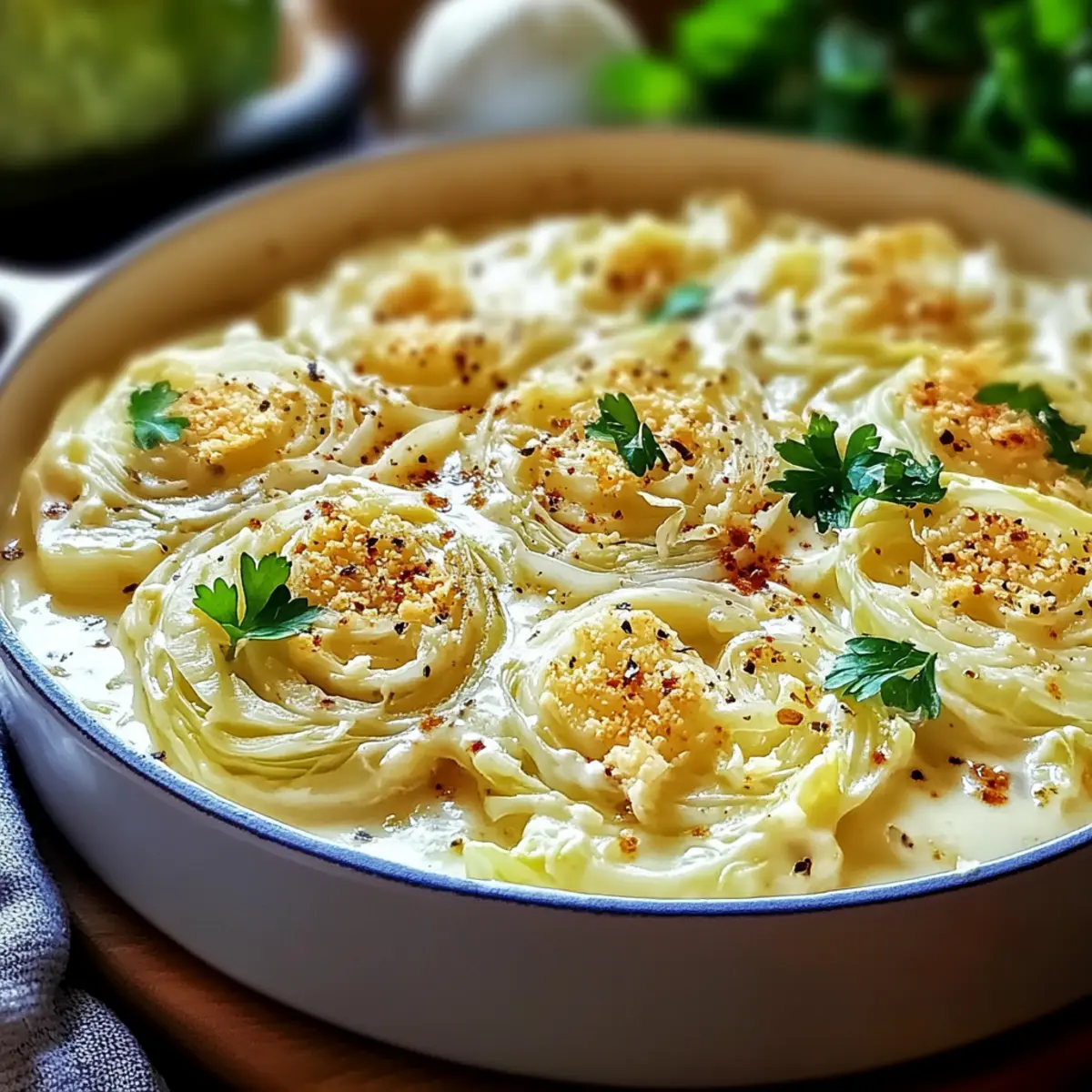 Cajun Parmesan Creamed Cabbage