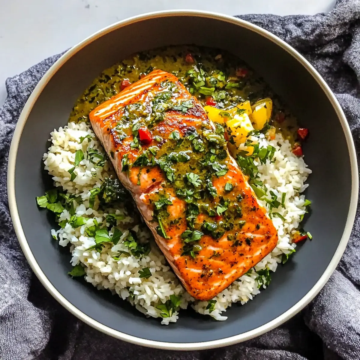 Curried Salmon & Herby Rice