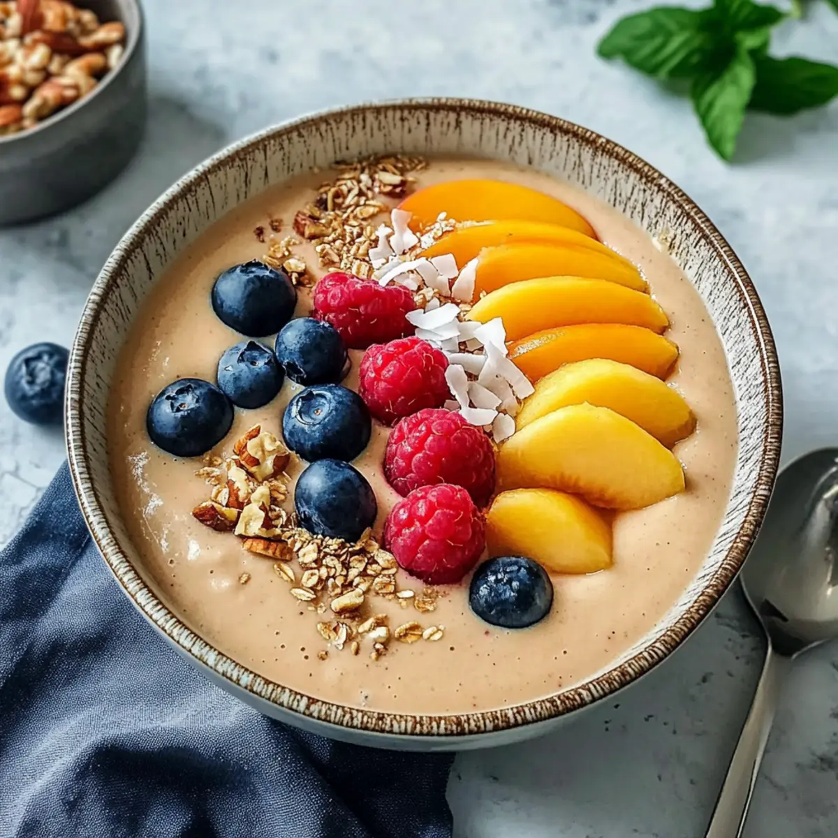Delicious Peaches and Cream Smoothie Bowl for Your Mornings 5 Peaches and Cream Smoothie Bowl