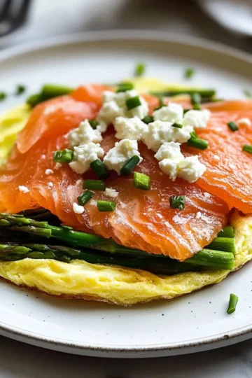 Salmon Asparagus Goat Cheese Omelet