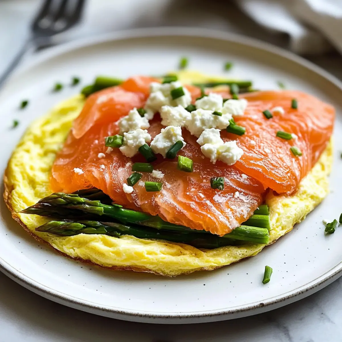 Salmon Asparagus Goat Cheese Omelet