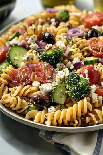 High Protein Pasta Salad No Mayo