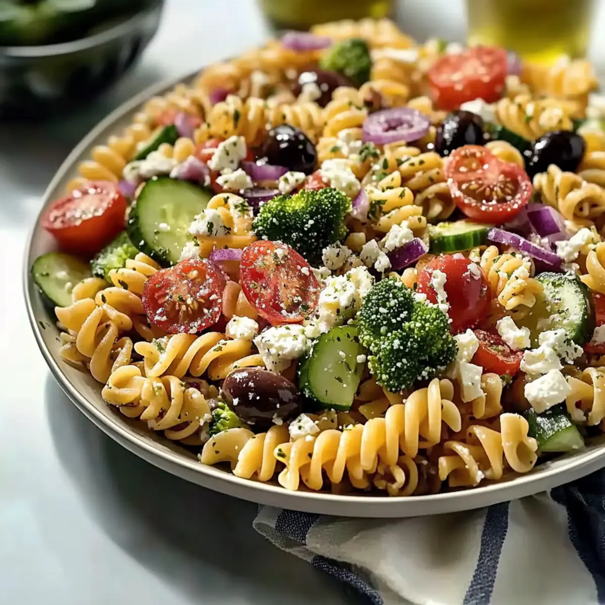 High Protein Pasta Salad No Mayo