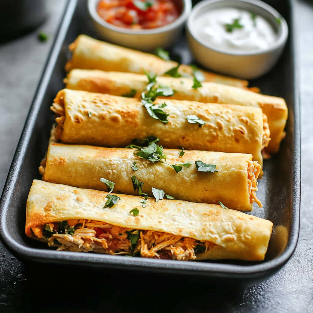 Cheesy Chicken Spinach Taquitos