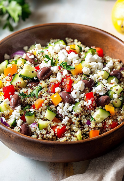 Easy Quinoa Salad with Lemon and Feta Cheese