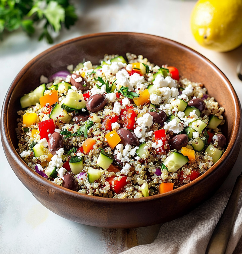 Easy Quinoa Salad with Lemon and Feta Cheese