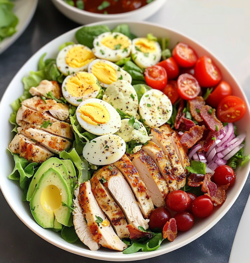 Classic Cobb Salad Recipe with Roasted Chicken and Avocado