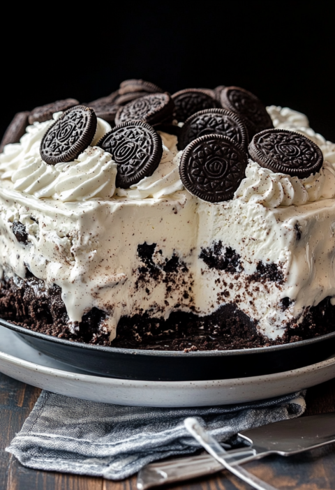 Easy Homestyle Cookies and Cream Ice Cream Cake Recipe