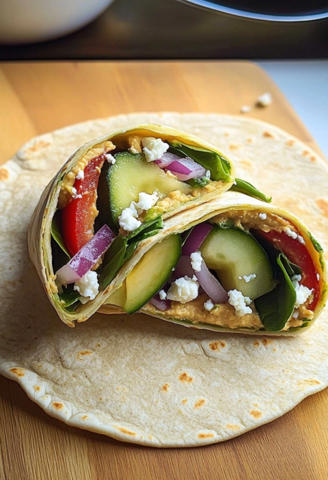 Hummus Veggie Wraps with Crisp Spinach and Creamy Avocado