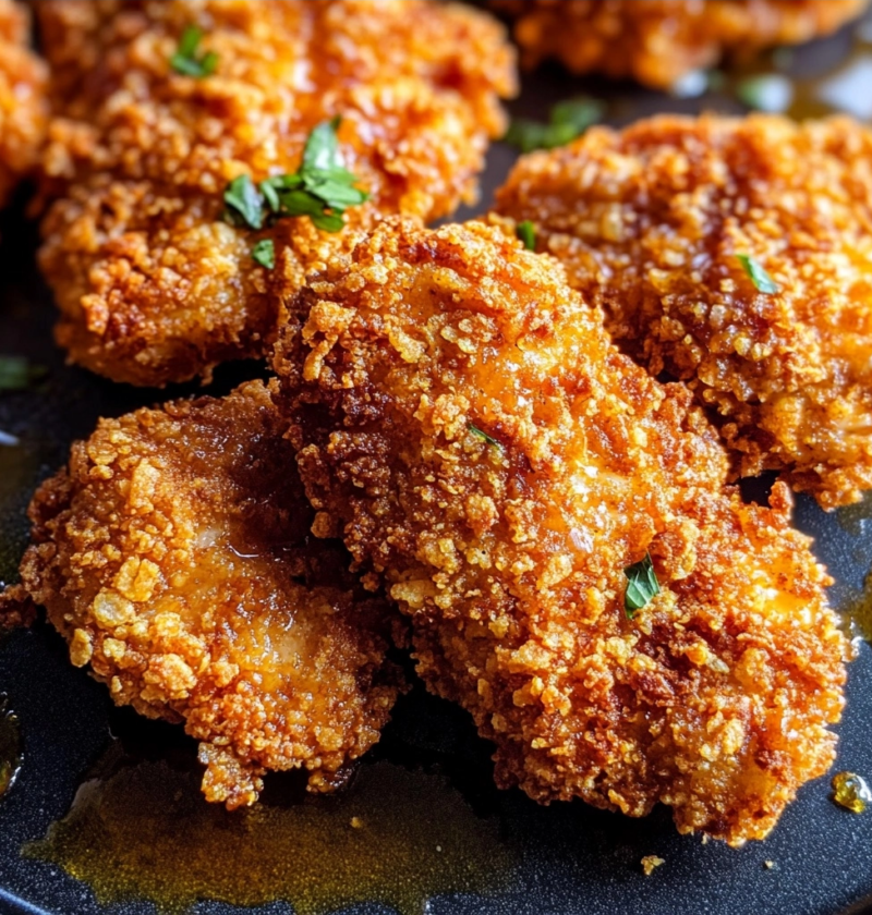 Hot Honey Chicken with Crunchy Cornflake Coating 1 Hot Honey Chicken with Crunchy Cornflake Coating