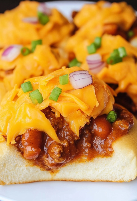 Chili Cheese Dog Sliders Party Appetizer Recipe