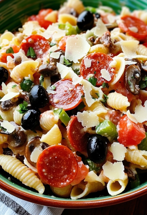 Pizza Pasta Salad Recipe for BBQs and Picnics