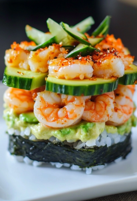 Shrimp Sushi Stacks: A Healthy Dinner Choice for Home Cooks
